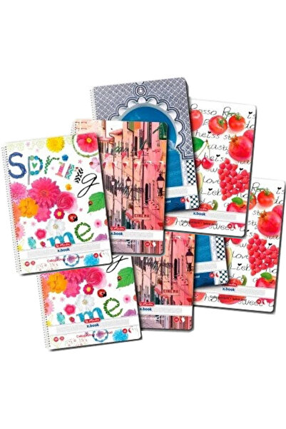Herlitz Caiet cu spira A5, 100 file, patratele, Enjoy Life, 5 buc/set, divers...