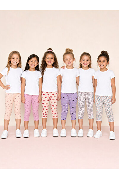 İncili Tekstil Girl's 6-Pack Patterned Cotton Summer Capri Leggings Set with ...