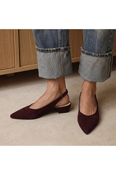 Platin Burgundy Suede Women's Heeled Shoes