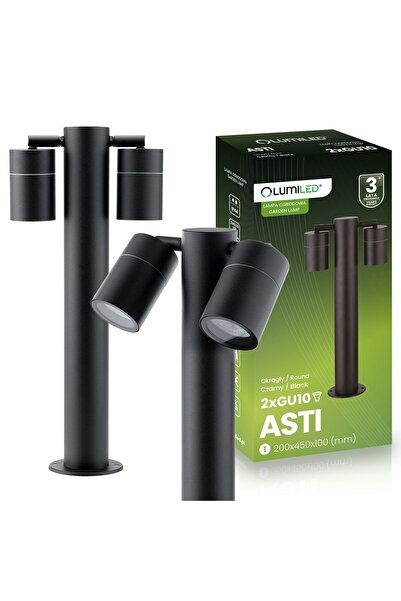 Lumiled Lampă de grădină tip stâlp, proiector exterior, 45 cm, 2x GU10, ASTI
