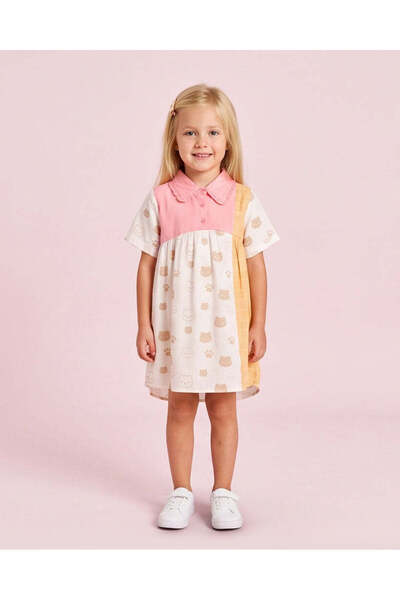 REDTAG Girls Pink And Ivory Printed Dress