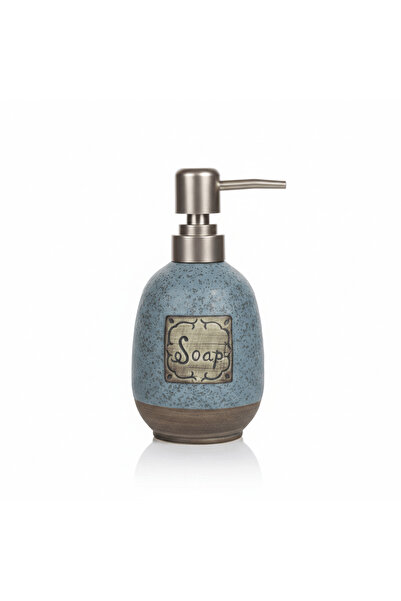 AKDC Dusty Blue Speckled Glaze Ceramic & Plastic Liquid Soap Dispenser - 400 ml
