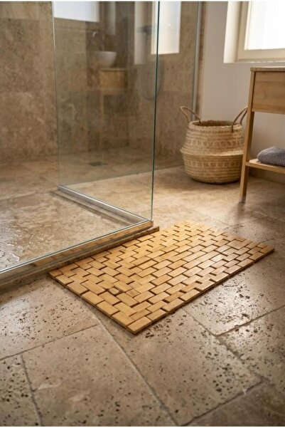 Atbyhome Bamboo Bath Mat 40X60 cm - Wooden Shower Front Bath Mat and Non-Slip...