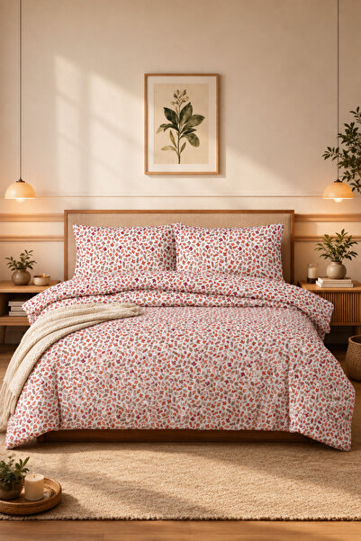 Menderes Home Cotton Collection Blatt Flannel Double Duvet Cover Set 200X220 ...