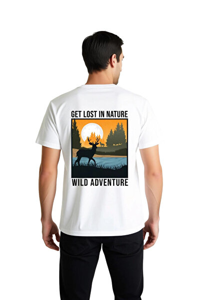 PayBuy تي شيرت رجالي مطبوع عليه "Lost in Nature Wild Adventure Live"