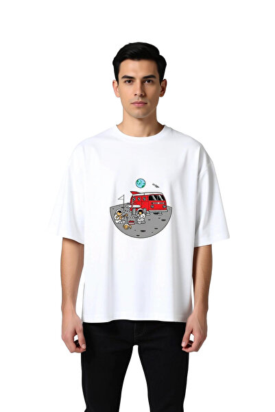 PayBuy Men's Oversize T-Shirt Astronaut Guitar Coffee Printed on the Moon Rel...