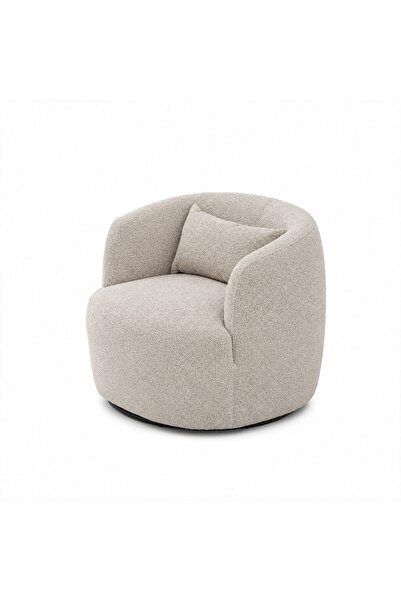 homejoyz كرسي دوار قماش بوكليه وخشب سويدي – سيلين – 80×85×85 سم - بيج