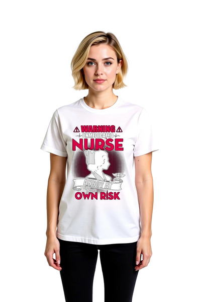 PayBuy Tricou cu mânecă scurtă cu imprimeu pentru asistentă medicală, cu mesa...