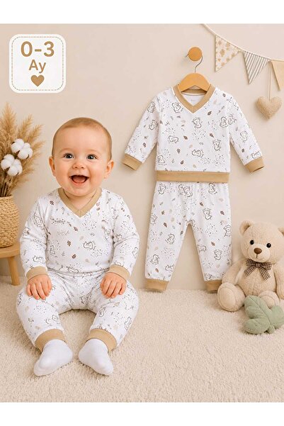 Ravencia Baby Boy Patterned Cotton 2-Piece Top and Bottom Set 0-3 Months