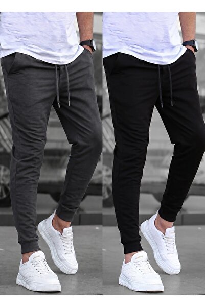 TORUK MAKTO Set of 2 Unisex Ribbed Leg Sweatpants Jogger Comfortable Fit Dail...