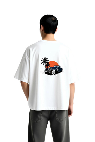 PayBuy Vintage Car with Yarasaman Headlights Printed Men's Oversize T-Shirt