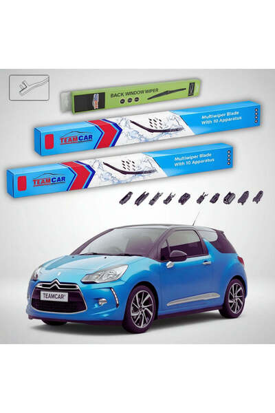 TEAMCAR Wipers Citroën DS 3 A55 Hatchback 2015-present | Front + Rear Set Fla...