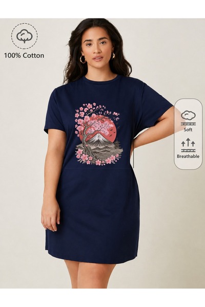 classy moda Μπλουζάκι με στάμπα Άνθη Κερασιάς Σακούρα και Όρους Φούτζι, Υπερμ...