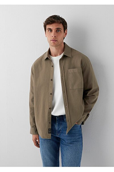 Mavi Linen Blend Regular Fit Single Pocket Shirt
