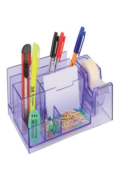 inci çelik aksesuar Pen Holder Multi-Compartment Plastic Transparent with Tap...