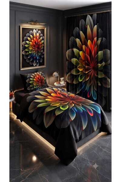 Elmas Dizayn 280*240 Cm. Special Design Single Bedding Set with Background Cu...