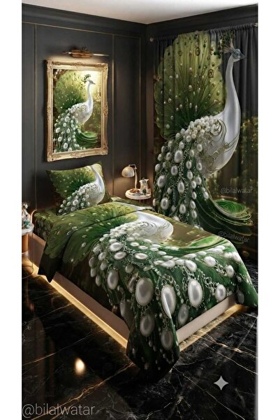 Elmas Dizayn 280*240 Cm. Special Design Single Bedding Set with Background Cu...