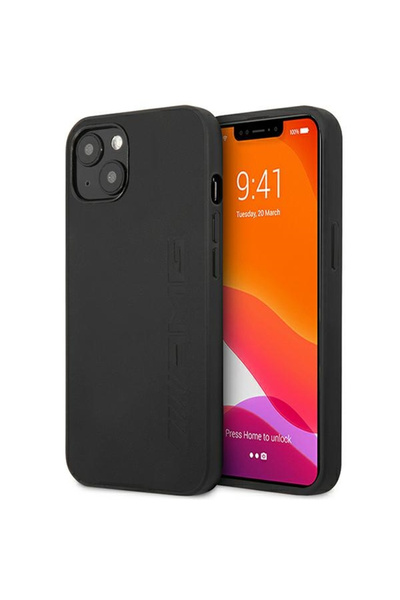 MERCEDES AMG AMHCP14SDOLBK Apple iPhone 14 μαύρη σκληρή δερμάτινη θήκη με θερ...