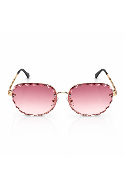 Matteo Ferari Oversized Women's Sunglasses with Pink Lenses and Crystallized ...