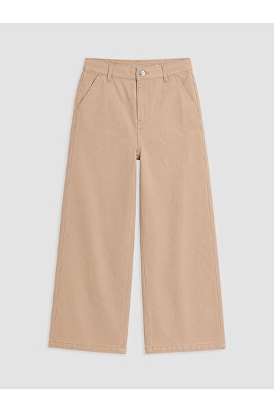 LC Waikiki Bej Regular Fit Kız Çocuk Gabardin Pantolon