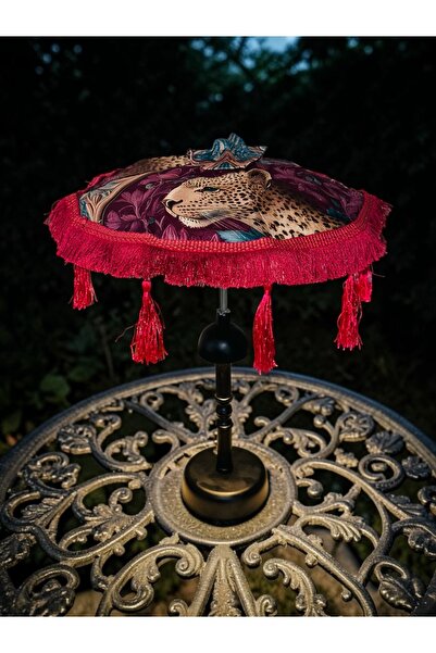 Fleurs Chic Cherry Leopard Bali Şemsiyesi Led aydınlatmalı