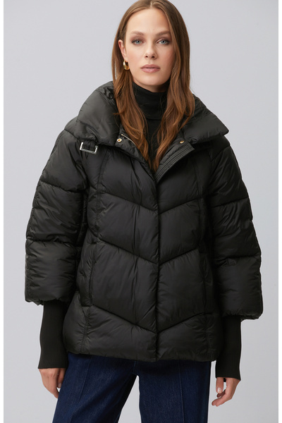 Network Siyah Oversize Puffer Mont