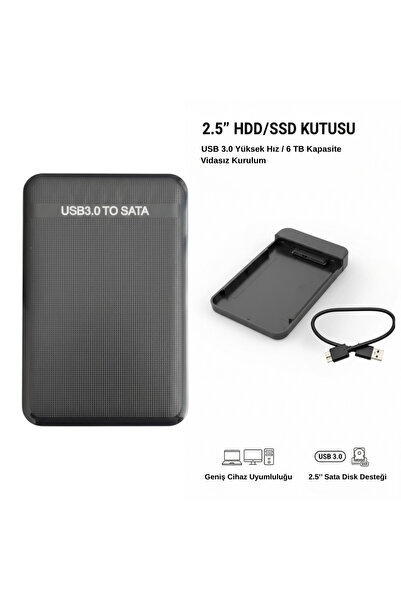 VOREX Gabble 2.5" Hdd Ssd Box USB 3.0/3.1 Sata External Disk Box Black Case 5...