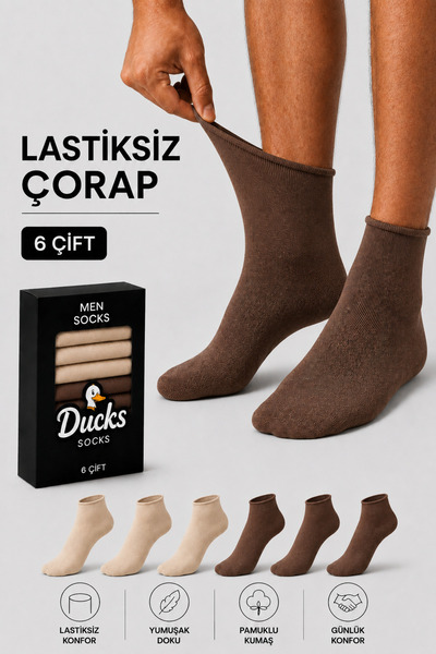 KaeLaurean Ducks Socks Men's 6-Piece Cotton Boxed Non-Elastic Socks Diabetic ...