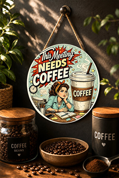 Mayeka Această întâlnire are nevoie de cafea. Artă pop retro, masă din lemn M...