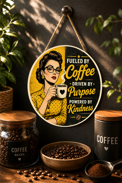 Mayeka Alimentat de cafea, împins de scop, decor de perete rotund retro din M...
