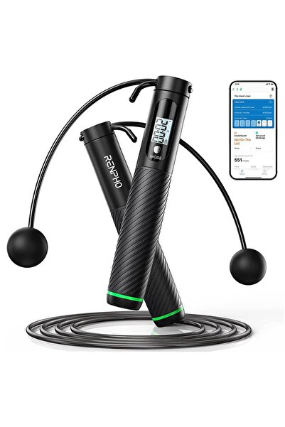 RENPHO Set coarda pentru sarit Smart Q008, 3 moduri, Bluetooth, analiza datel...