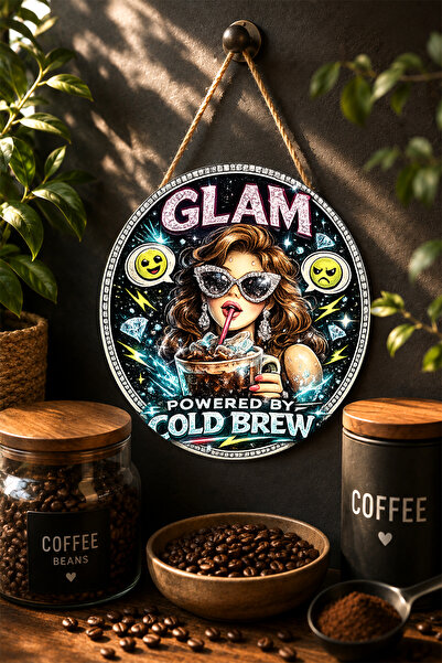 Mayeka Γυναικείο στρογγυλό τραπέζι MDF Glam Powered By Cold Brew με γυαλιά κα...