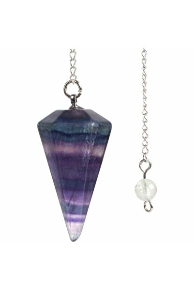 craftmystic Pendul radiestezie Fluorit violet si saculet satin de catifea - P...