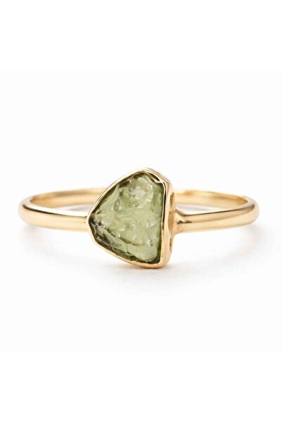 craftmystic Δαχτυλίδι από ασήμι 925 επιχρυσωμένο 18K με ακατέργαστο moldavit ...