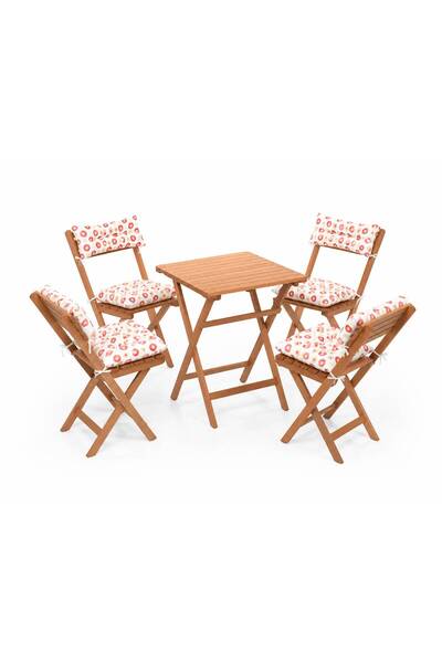 Meya Dekor Renkli minderli 4 1 Balkon Bahçe Mutfak Bistro Set Katlanır Masa-s...
