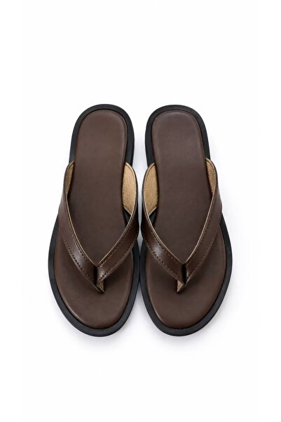 GNY AYAKKABI Gny Brown Women's Simple Design Flip Flops