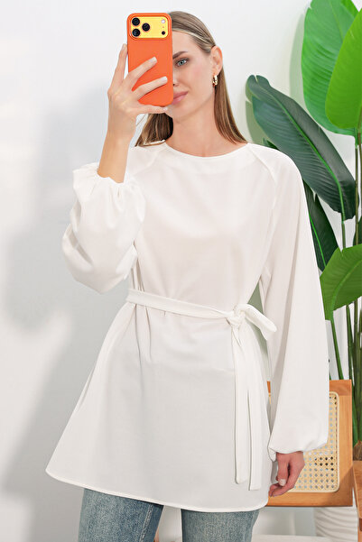 Bigdart Women's Striped Lace-Up Oversize Tunic 50009 - White
