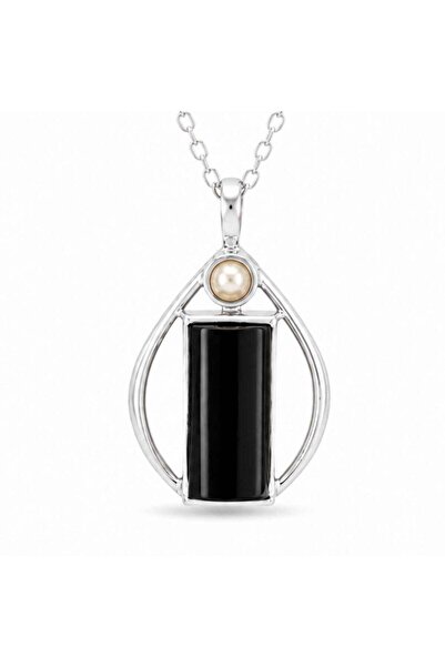craftmystic 925 Silver Necklace with Natural Black Tourmaline in Teardrop Sha...