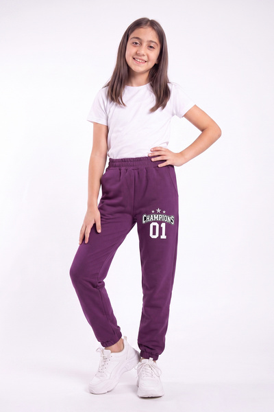 FYK KİDS Girl's Double Pocket Printed Jogger Sweatpants