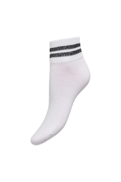 ONLY Șosete de damă Onlallegra din bumbac până la gleznă 15371128 Alb-Negru