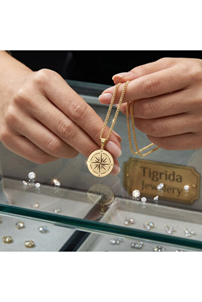 tigrida jewelry 925 ayar gümüş Pusula Kolye