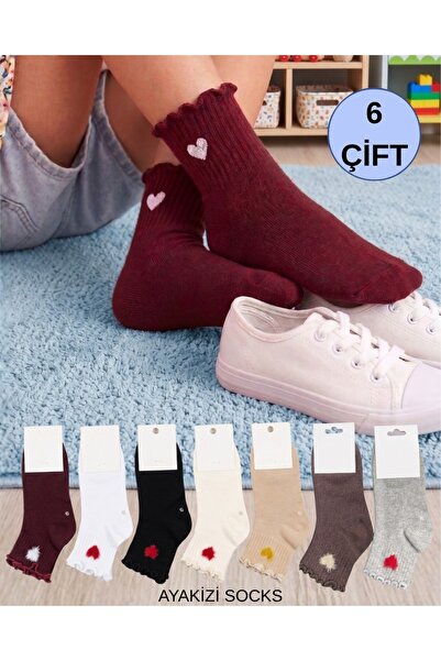 ayakizi socks Ruffle 6-Piece Girls' Hearted Booties Socks New Season