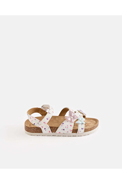 REDTAG Girls White Butterfly Cork Flat Sandals
