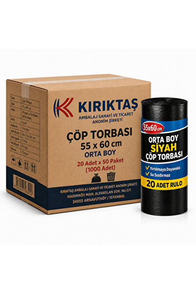 Broken Stone Medium Size Garbage Bag Black 55 X 60 cm 20 Pieces X 50 Packs In...
