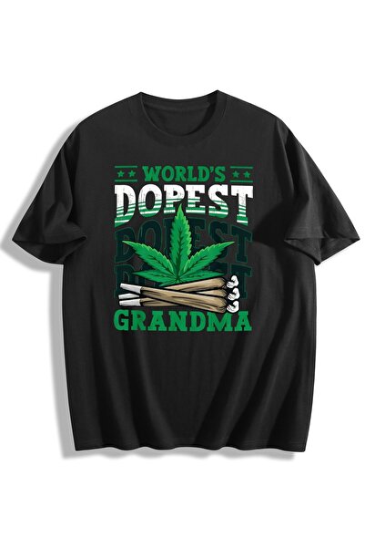 Generic Brand World's Dopest Grandma with Cannabis & Joints,short sleeve,back...