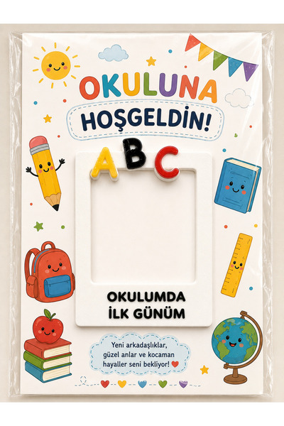 3D Baskı Mıknatıslı Okulumda İlk Günüm Fotoğraf Çerçevesi | Buzdolabı Magneti | Okula Başlangıç Hatırası | Anaokulu & İlkokul