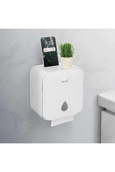 Alista Home Suport hârtie igienică, dulap cu sertar și suport telefon, alb, p...