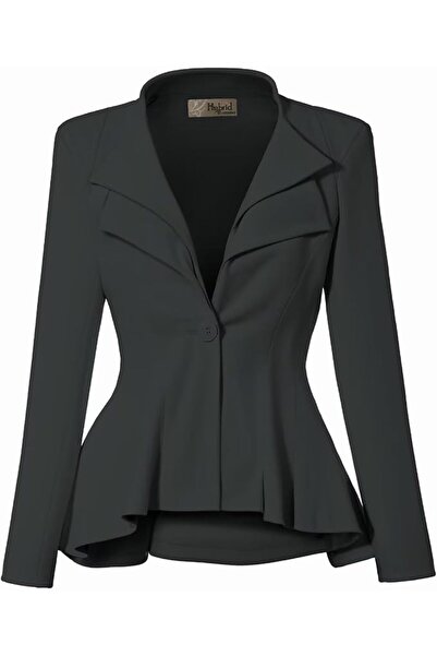 Hybrid & Company Women Double Notch Lapel Sharp Shoulder Pad Office Blazer | ...