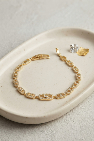 Skygo Gold Color Zircon Stone Messika Model Bracelet Tj-Bb8850