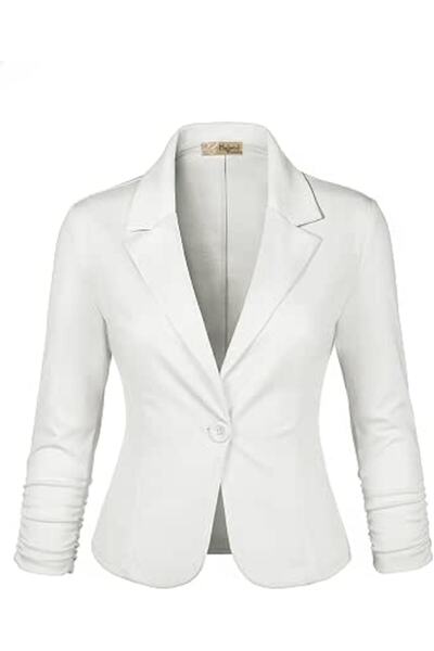 Hybrid & Company Women Double Notch Lapel Sharp Shoulder Pad Office Blazer | ...